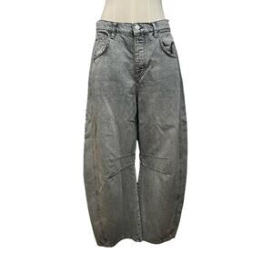 We The Free Free People Good Luck Mid Rise Barrel Denim Jeans Falcon Grey Sz 29